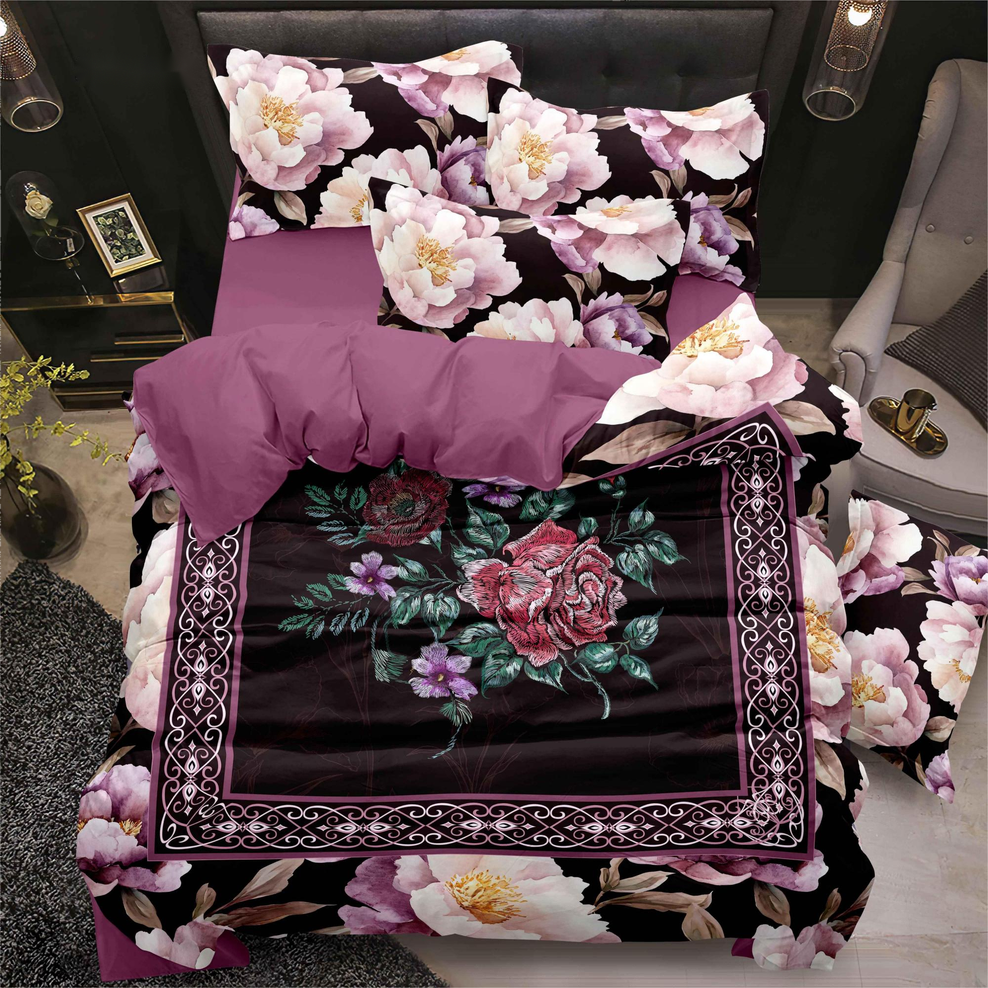 Soft Flower Digital Digital Cetak Sheet Set Gaya