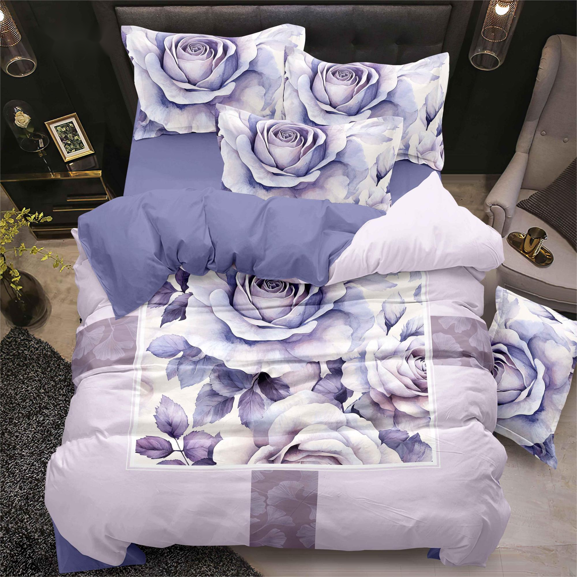 Digital Printed Bed Sheet Set Flower Soft Vibrant