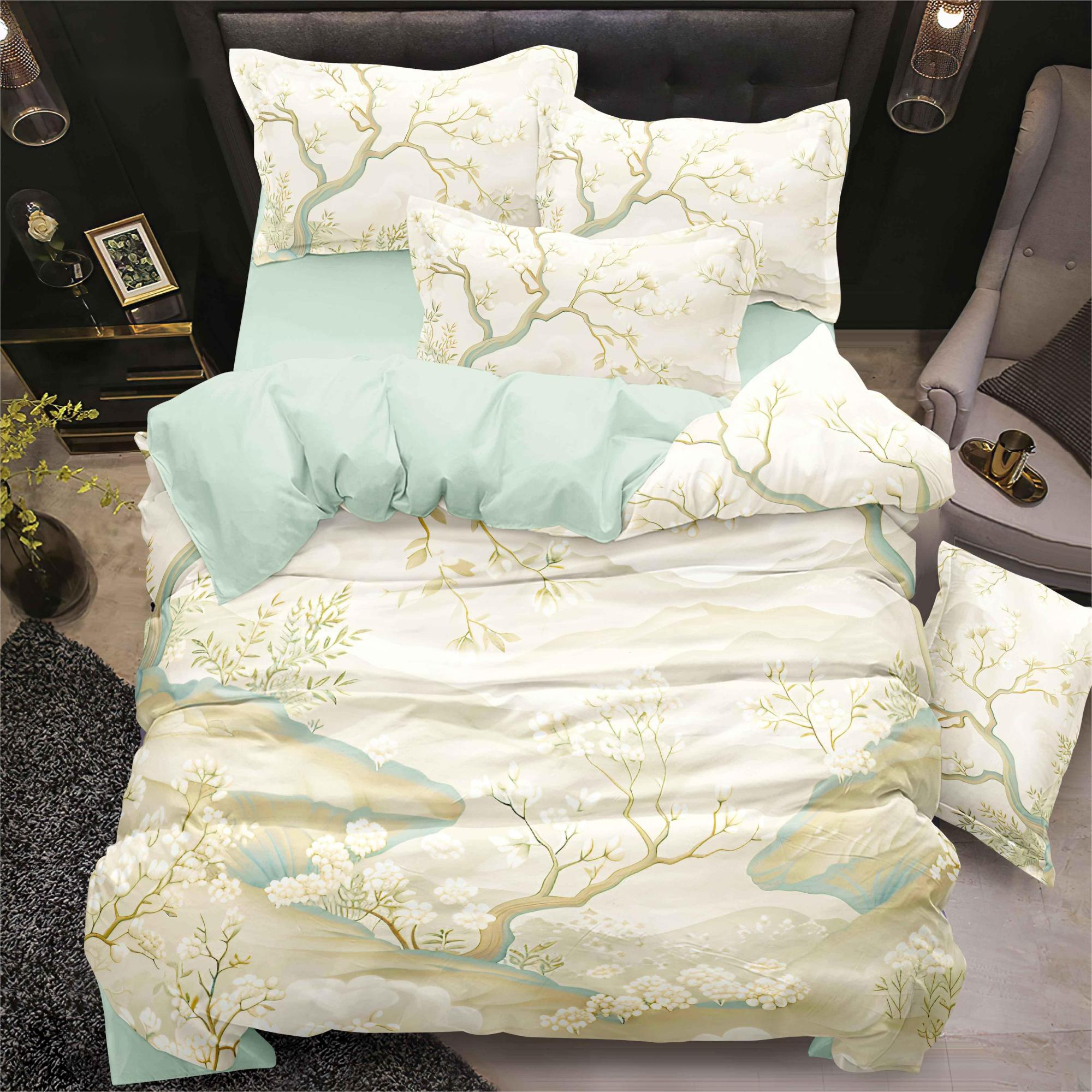 Lembar Tempat Tidur Digital Set Bunga Lembut Stylish