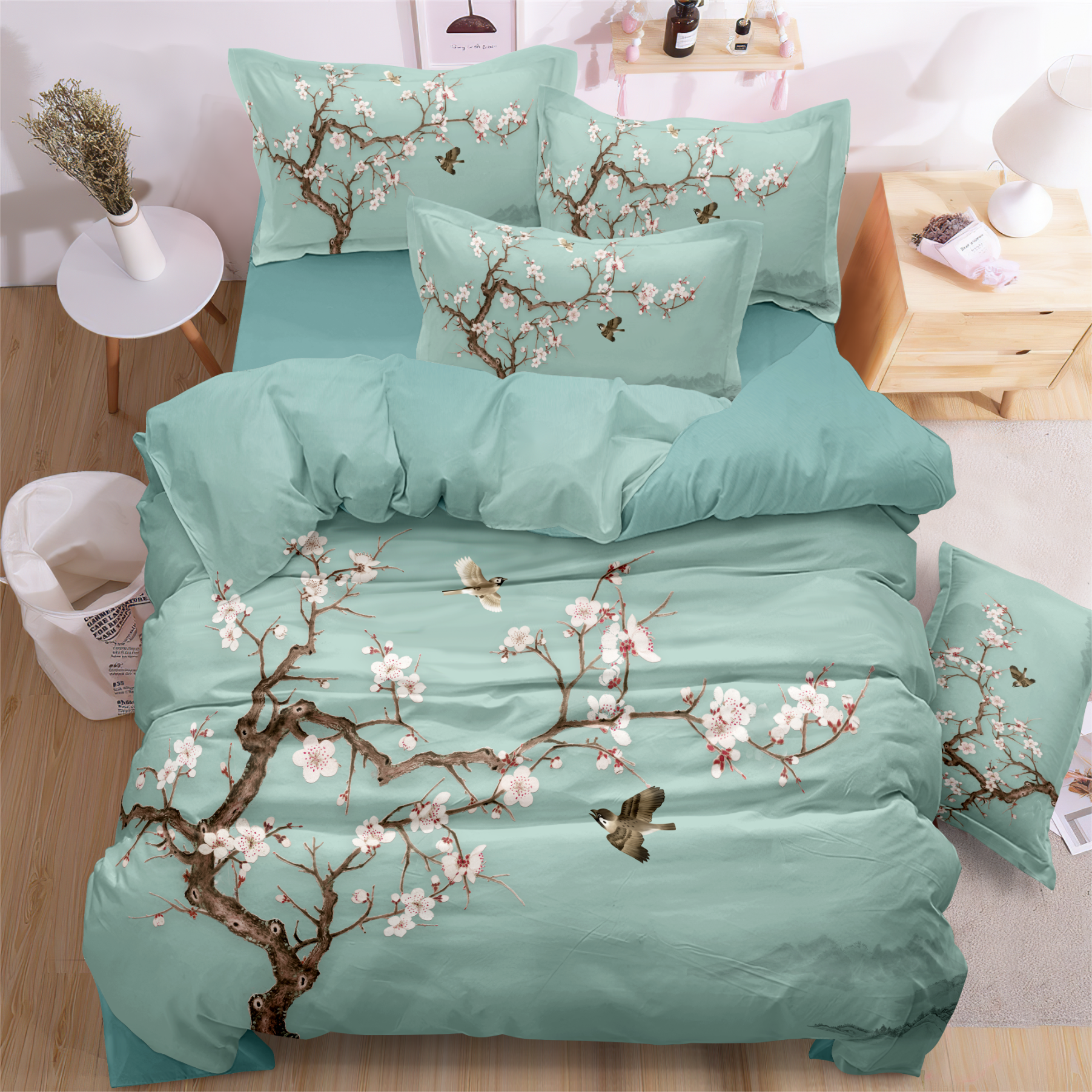 Bunga Digital Digital Cetak Tempat Tidur Set Vibrant COZY