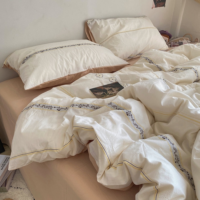 Sheet Tempat Tidur Kapas Murni Tetapkan Tempat Tidur Soft Nyaman