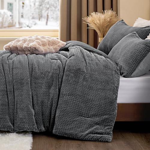 Set Selimut Flanel & Beludru Rajutan Terbalik – Set Tempat Tidur 3 Potong Tekstur Daun 3D
