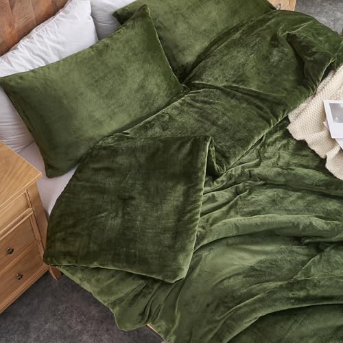 Set Selimut Beludru Hijau Hutan – Set Tempat Tidur 3 Potong Berlapis Sangat Lembut