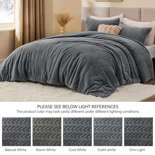 Set Selimut Flanel & Beludru Rajutan Terbalik – Set Tempat Tidur 3 Potong Tekstur Daun 3D