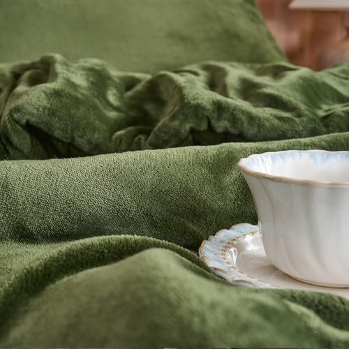 Set Selimut Beludru Hijau Hutan – Set Tempat Tidur 3 Potong Berlapis Sangat Lembut