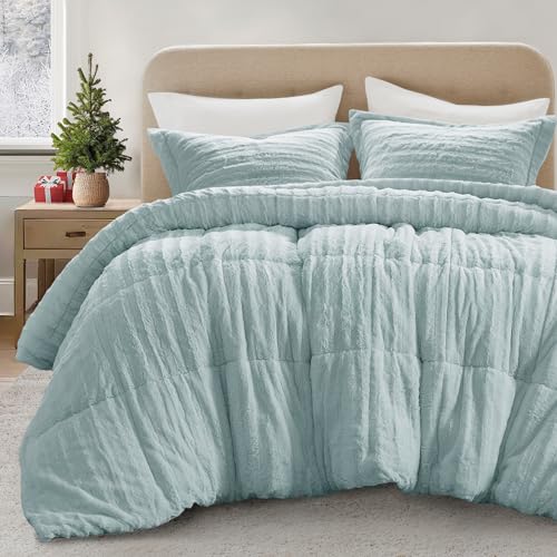 Set Penutup Selimut Bulu Palsu, Set Tempat Tidur Mewah Ultra Lembut dengan Tekstur Berusuk, Set Penutup Selimut Mewah yang Nyaman